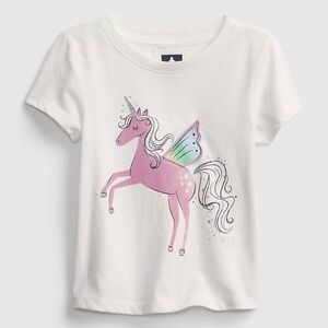 Gap 3D Toddler Unicorn White T-Shirt Size 4T